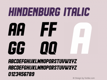 Hindenburg Italic Version 1.000 Font Sample