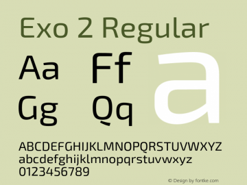 Exo 2 Regular Version 1.001;PS 001.001;hotconv 1.0.88;makeotf.lib2.5.64775 Font Sample