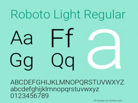 Roboto Light Version 2.137; 2017 Font Sample