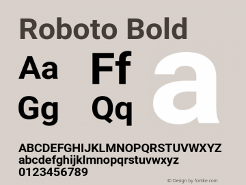 Roboto Bold Version 2.137; 2017 Font Sample