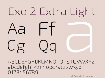 Exo 2 Extra Light Version 1.001;PS 001.001;hotconv 1.0.88;makeotf.lib2.5.64775图片样张