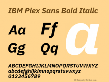 IBM Plex Sans Bold Italic Version 3.1 Font Sample