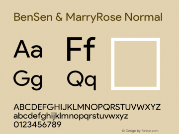 BenSen & MarryRose Normal Version 1.00;June 18, 2019;FontCreator 12.0.0.2539 32-bit Font Sample