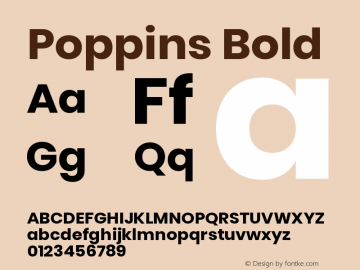 Poppins Bold Version 3.010;PS 1.000;hotconv 16.6.54;makeotf.lib2.5.65590 Font Sample