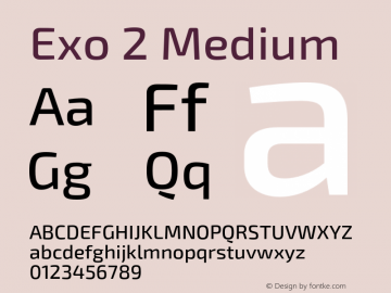 Exo 2 Medium Version 1.001;PS 001.001;hotconv 1.0.88;makeotf.lib2.5.64775 Font Sample