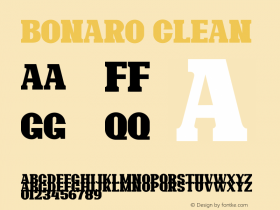 Bonaro Clean Version 1.00;May 23, 2019;FontCreator 11.5.0.2430 64-bit Font Sample