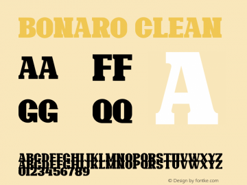 Bonaro Clean Version 1.00;May 23, 2019;FontCreator 11.5.0.2430 64-bit图片样张