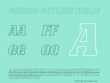 Bonaro Outline Italic Version 1.00;May 23, 2019;FontCreator 11.5.0.2430 64-bit Font Sample