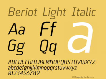 Beriot-LightItalic Version 1.000;hotconv 1.0.109;makeotfexe 2.5.65596;YWFTv17图片样张
