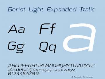 Beriot Light Expanded Italic Version 1.000;hotconv 1.0.109;makeotfexe 2.5.65596;YWFTv17 Font Sample