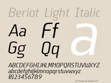 Beriot Light Italic Version 1.000;hotconv 1.0.109;makeotfexe 2.5.65596;YWFTv17图片样张