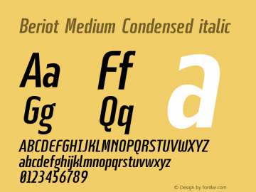 Beriot Medium Condensed italic Version 1.000;hotconv 1.0.109;makeotfexe 2.5.65596;YWFTv17 Font Sample