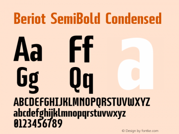 Beriot-SemiBoldCondensed Version 1.000;hotconv 1.0.109;makeotfexe 2.5.65596;YWFTv17图片样张