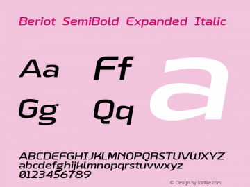 Beriot SemiBold Expanded Italic Version 1.000;hotconv 1.0.109;makeotfexe 2.5.65596;YWFTv17 Font Sample