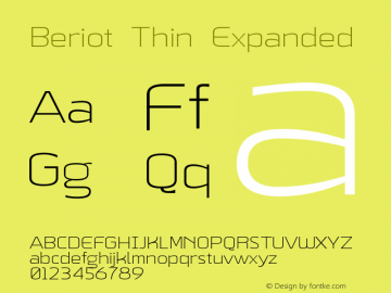 Beriot Thin Expanded Version 1.000;hotconv 1.0.109;makeotfexe 2.5.65596;YWFTv17 Font Sample