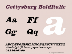 Gettysburg BoldItalic Rev. 003.000 Font Sample