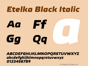 Etelka-BlackItalic Version 001.000 Font Sample