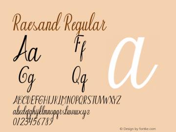 Raesand Version 1.000 Font Sample