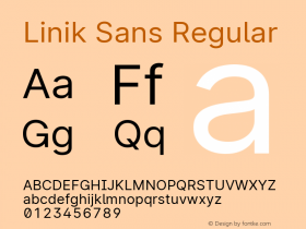 Linik Sans Version 3.003;June 20, 2019;FontCreator 11.5.0.2425 64-bit; ttfautohint (v1.8.3)图片样张