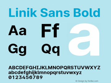 Linik Sans Bold Version 3.003;June 20, 2019;FontCreator 11.5.0.2425 64-bit; ttfautohint (v1.8.3) Font Sample