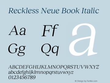 Reckless Neue Book Italic Version 1.004;hotconv 1.0.109;makeotfexe 2.5.65596图片样张