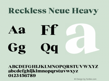 Reckless Neue Heavy Version 1.004;hotconv 1.0.109;makeotfexe 2.5.65596 Font Sample