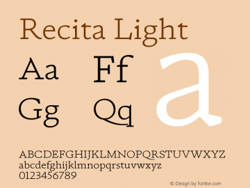 Recita Light Version 1.000;PS 001.000;hotconv 1.0.88;makeotf.lib2.5.64775 Font Sample