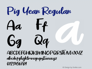 Pig Year Version 1.000 Font Sample