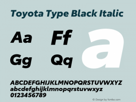 Toyota Type Black Italic Version 1.00 Font Sample