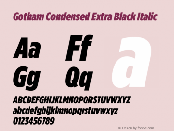 GothamCondensed-XBlackItalic Version 2.200 Basic图片样张