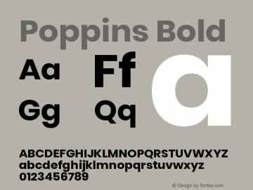 Poppins Bold Version 3.010;PS 1.000;hotconv 16.6.54;makeotf.lib2.5.65590 Font Sample