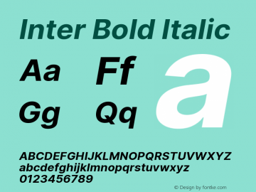 Inter Bold Italic Version 3.007;git-a0b6a71a9图片样张