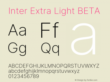Inter Extra Light BETA Version 3.007;git-a0b6a71a9图片样张