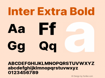 Inter Extra Bold Version 3.007;git-a0b6a71a9 Font Sample