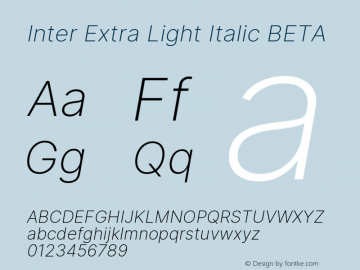 Inter Extra Light Italic BETA Version 3.007;git-a0b6a71a9图片样张