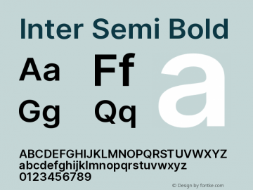 Inter Semi Bold Version 3.007;git-a0b6a71a9 Font Sample
