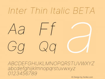 Inter Thin Italic BETA Version 3.007;git-a0b6a71a9图片样张