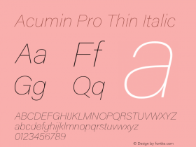 AcuminPro-ThinItalic Version 1.011 Font Sample