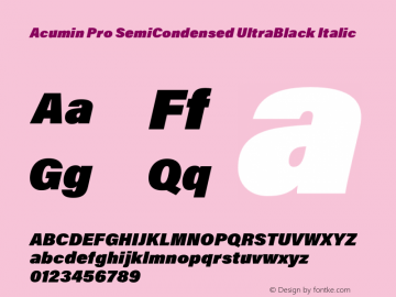 AcuminProSemiCondensed-UBlkIt Version 1.011 Font Sample