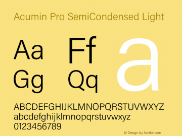 AcuminProSemiCondensed-Light Version 1.011 Font Sample