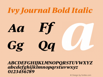IvyJournal-BoldItalic Version 1.001 Font Sample