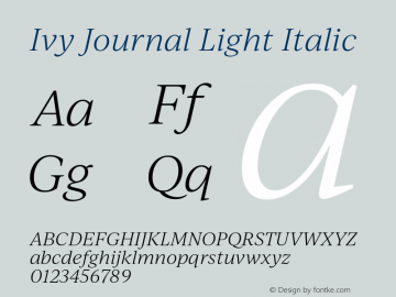 IvyJournal-LightItalic Version 1.001 Font Sample