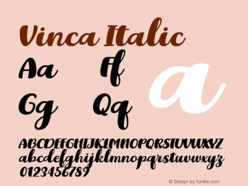 Vinca Italic Version 1.00;June 14, 2019图片样张