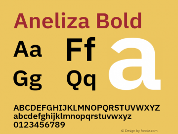 Aneliza Bold Version 2.001;June 24, 2019;FontCreator 11.5.0.2425 64-bit; ttfautohint (v1.8.3)图片样张