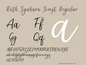 Ruth Syahara Script Version 1.00;June 21, 2019;FontCreator 11.5.0.2422 64-bit Font Sample