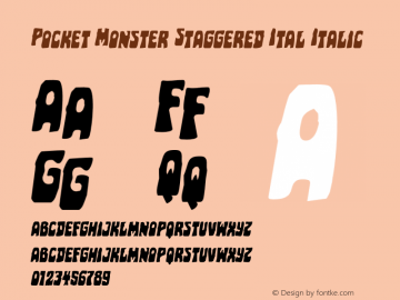 Pocket Monster Staggered Ital Version 1.0; 2016 Font Sample