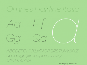 Omnes Hairline Italic Version 1.003 Font Sample