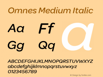 Omnes Medium Italic Version 1.003 Font Sample