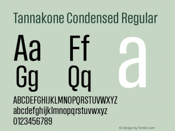 Tannakone Regular Condensed Version 1.10 2018 Font Sample