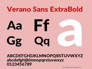 Verano Sans ExtraBold Version 3.001;June 28, 2019;FontCreator 11.5.0.2425 64-bit; ttfautohint (v1.8.3)图片样张